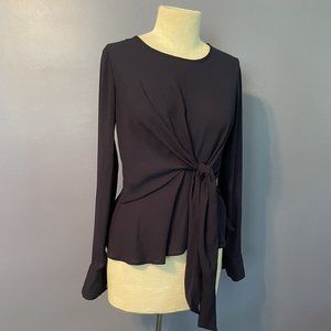 SOLD Forever 21 XS Navy Tie Waist Tailored Blouse